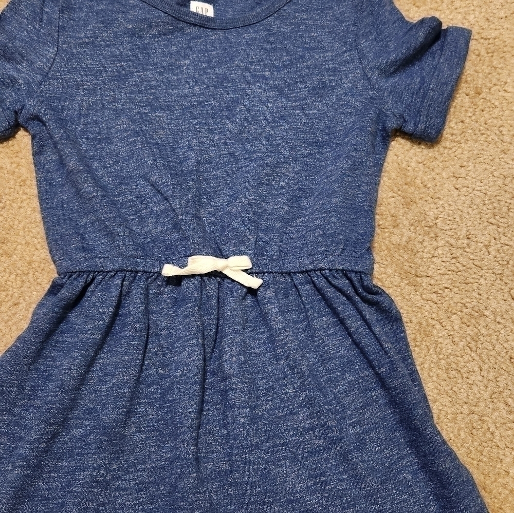 GAP Kids Girl's Short Sleeve Blue Cotton Dress, Medium 8-9 - Picture 2 of 6